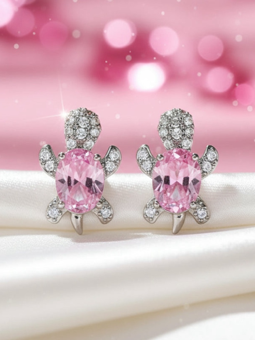 Pink Turtle Earrings